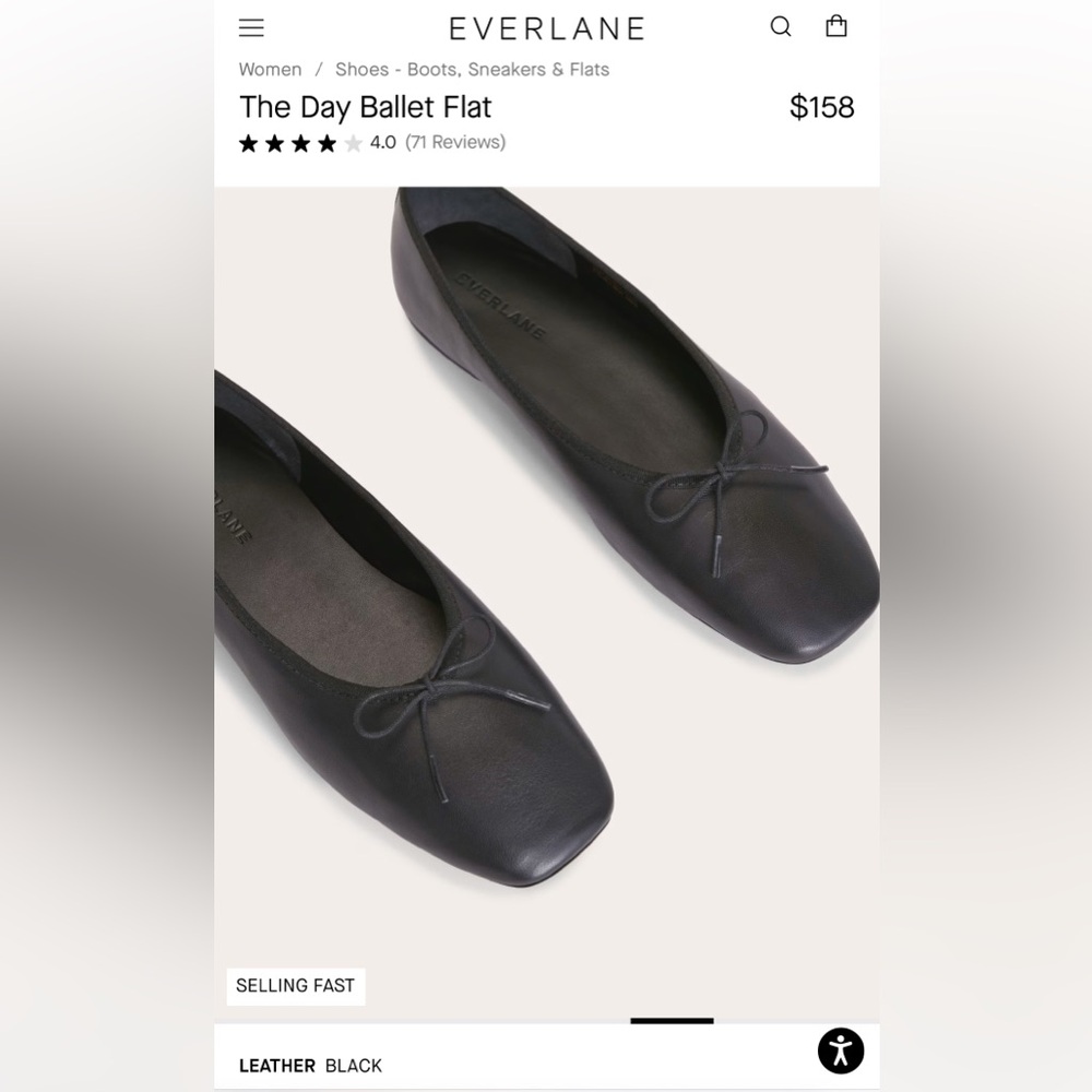 EVERLANE The Day Ballet Flat black leather 10